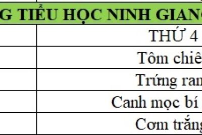 Thực đơn bán trú từ ngày 11/5/2026 – 15/5/2026