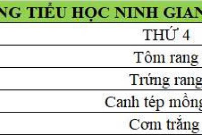 Thực đơn bán trú ngày 4/5/2026 – 8/5/2026